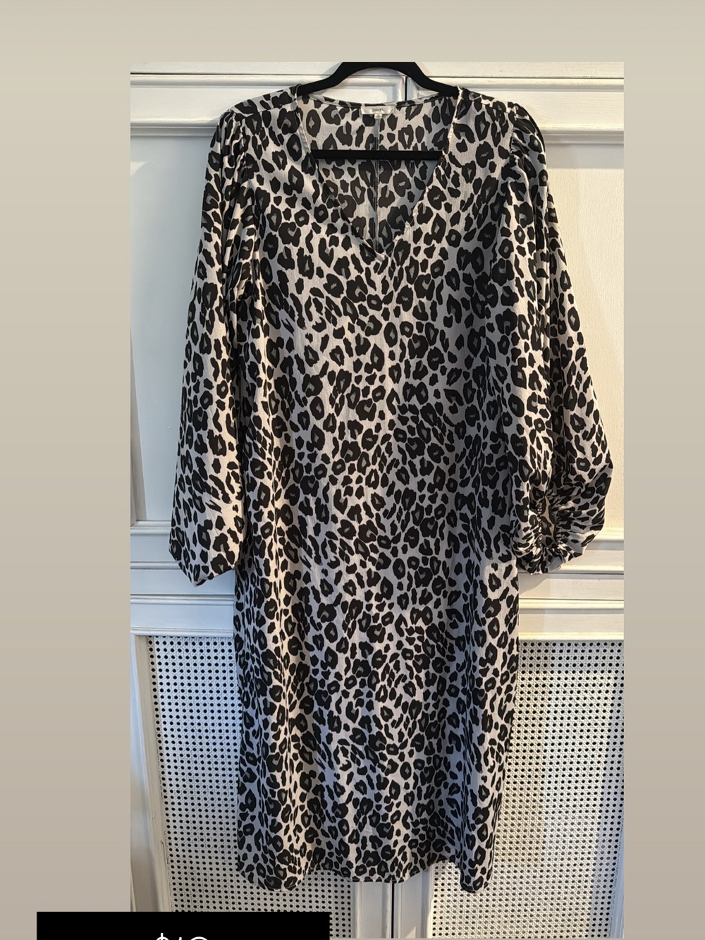 Leopard Print Satin Chemise in Grey & Black